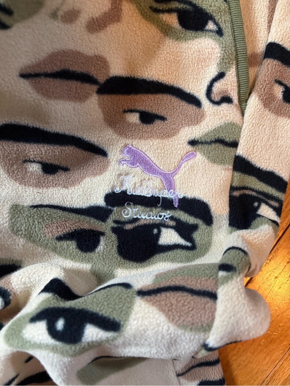 KidSuper Puma Beige Camo Face Print Fleece Jogger Pants - Picture 2 of 5